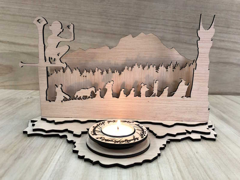 Porta velas paisaje señor de los anillos 3D